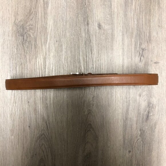 Lauren Ralph Lauren Genuine Leather Belt Cognac Equestrian Silver Chunky Buckle main image 4